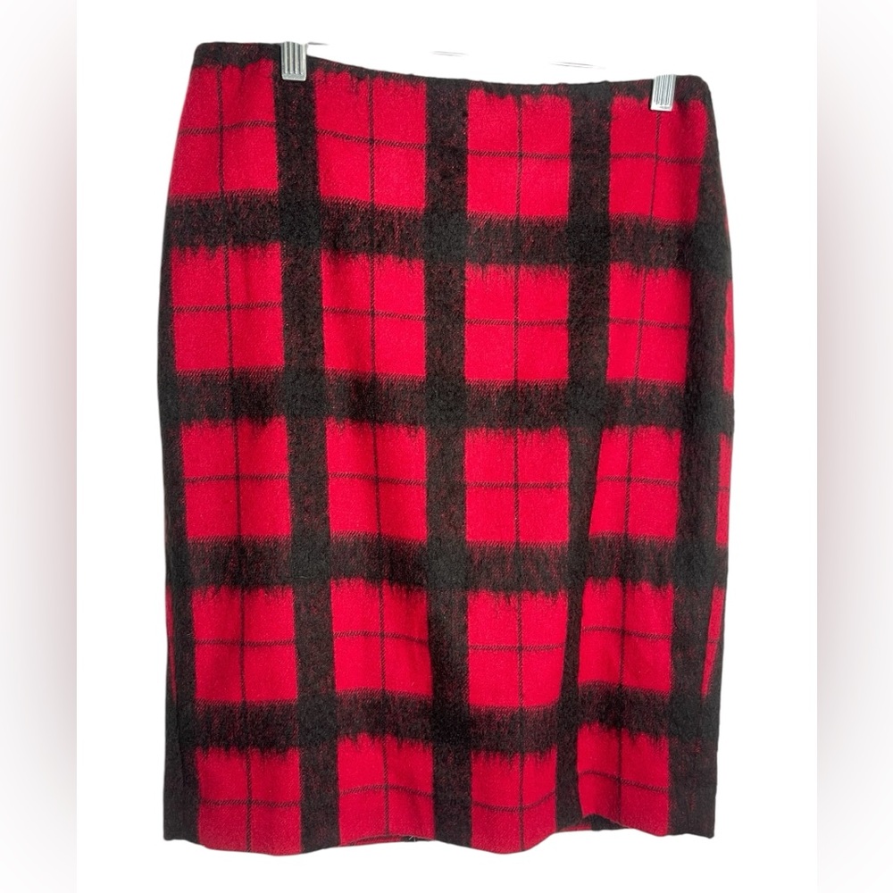Talbots skirt size 4 red &‎ black plaid wool blend pencil skirt BEAUTIFUL ❤️🖤